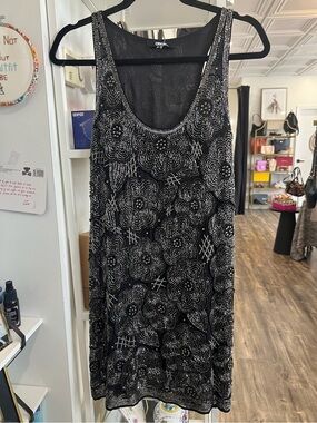 ASOS Black Beaded Floral Mini Dress